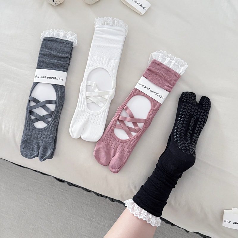 Calcetines de yoga con borde d - Medias Para Pilates Y Yoga reseña y precio