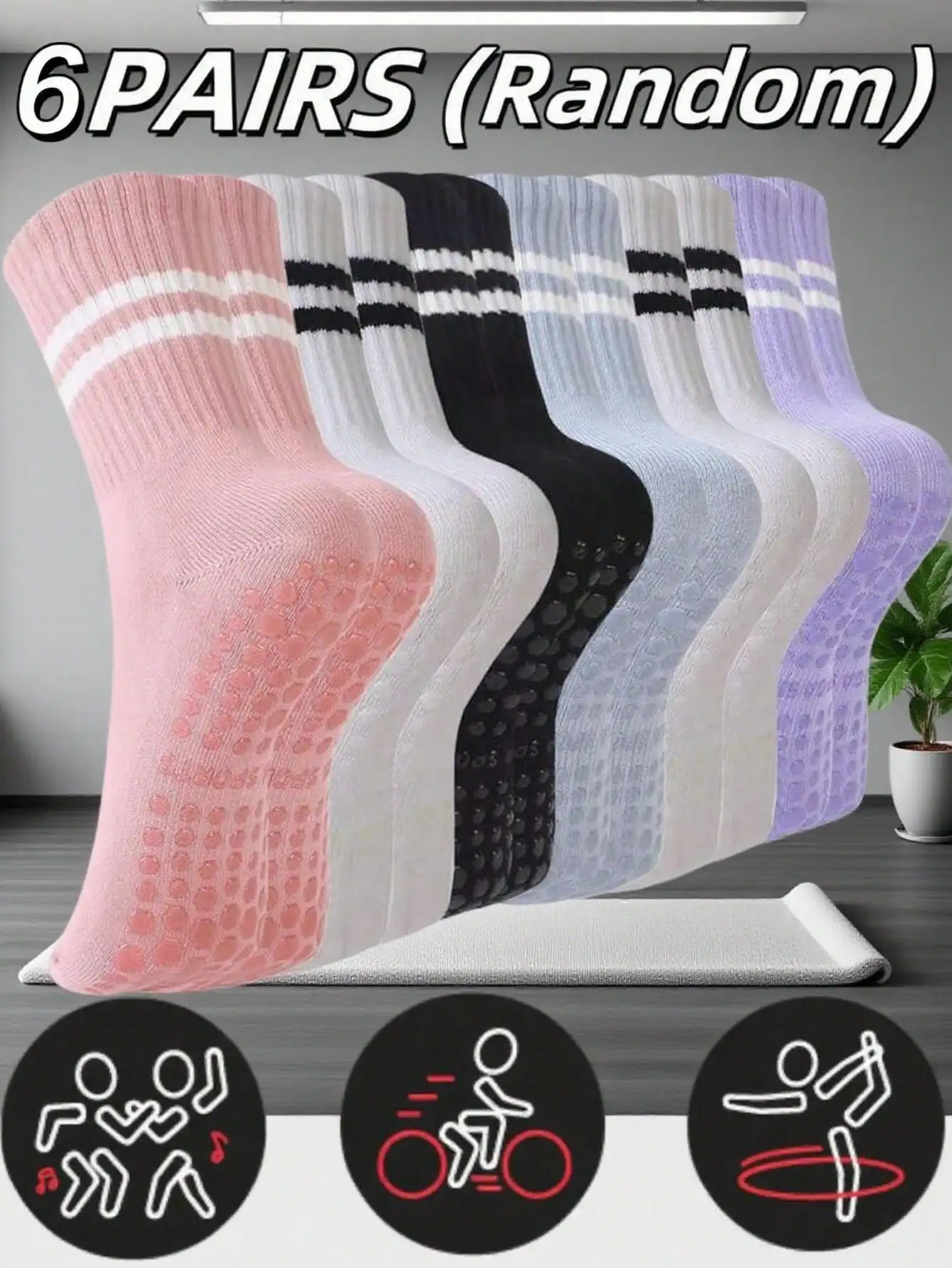 6 pares de calcetines deportiv - Medias Para Pilates Y Yoga reseña y precio